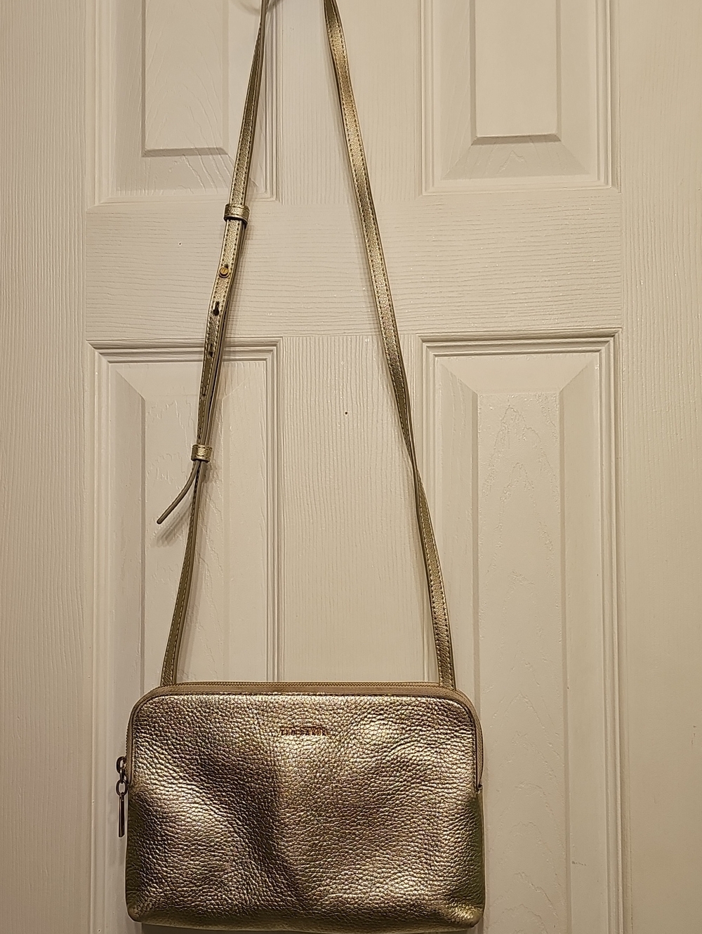 Ted Baker Metallic Gold Pebbled Crossbody Bag